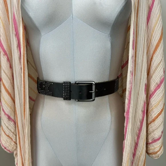 Joe’s Jeans Handmade Genuine Leather Belt Studded Black Size XS Men’s S Women’s - Picture 3 of 7